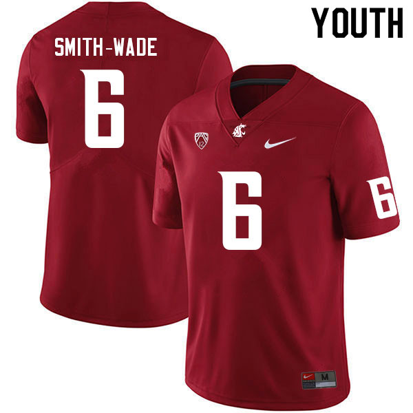 Youth #6 Chau Smith-Wade Washington State Cougars College Football Jerseys Sale-Crimson - Click Image to Close